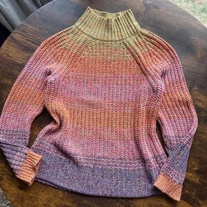 Gap Rainbow Chunky Knit Turtleneck Sweater Size Small